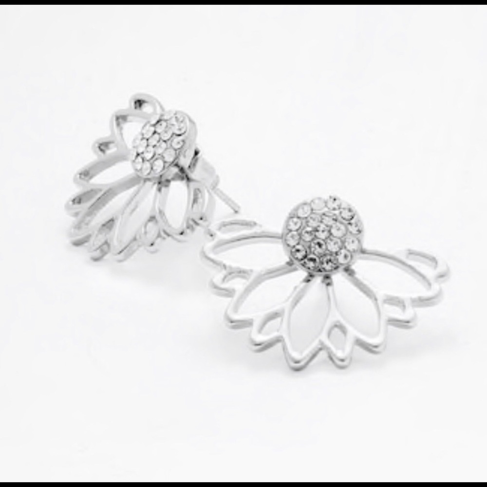 🆕Silver Lotus Earrings - Picture 4 of 7